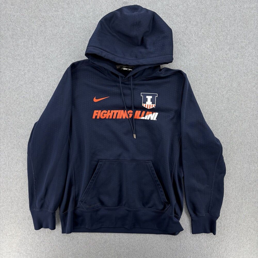 Nike Therma Fit Illinois Fighting Illini Hoodie Mens Large Navy NCAA Pullover